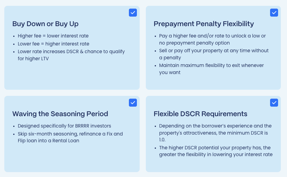 Rental loan customization options